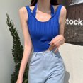 thumbnail image 6 of hirigin Women Fake Two Pieces Vest, Halter Neck Bodycon Ribbed Solid ColorTank Tops, Green/ Royal Blue/ Black, 6 of 6