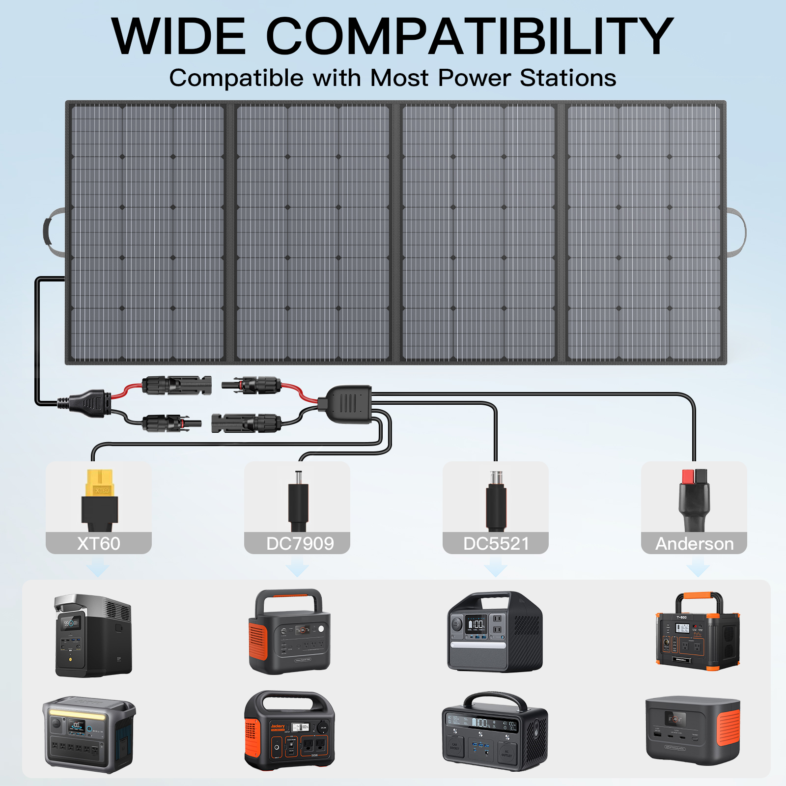MHPOWOS 400W Lightweight Portable Solar panel kit 31V Foldable Solar Panel IP67 Waterproof for Camping Off-Grid Powerstation RV