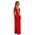 thumbnail image 3 of Maxi Jumpsuit for Women Crossover Halter Neck Straight Leg Overall Romper Red S, 3 of 8