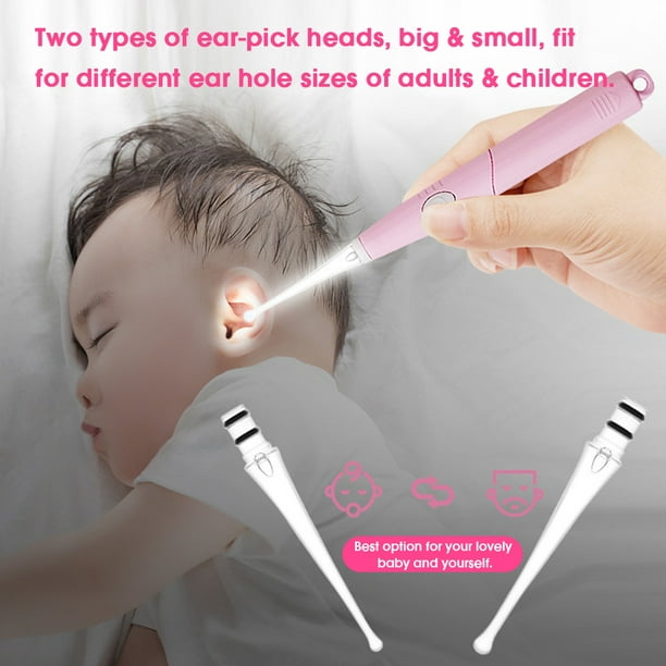 Austinstore Curette d'oreille de nettoyage d'oreille en plastique pour  enfants et bébés avec lumière LED Couleur aléatoire