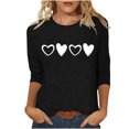 thumbnail image 1 of Plebaso Chemises à Manches 3/4 pour Femmes Mignonnes avec Cœur Hauts Amples Décontractés Blouses à Col Rond T-Shirts Imprimés, 1 of 4