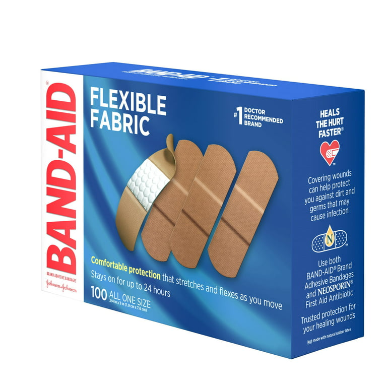 100 Johnson & Johnson Fabric Adhesive Strips Band-Aids Tan BandAids 1x3