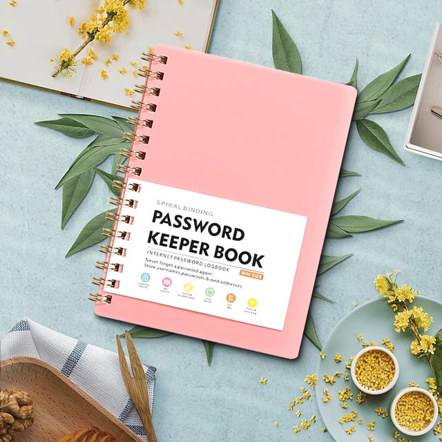 Mini Size A6 Password Notebook with Loose Leaf Design, Spiral Bound with Alphabetical Tabs, Premium Thickened Skin-Feel Cover for Students, Home and Office Use, Wood Pulp Paper, 10.8x14.5cm