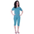 thumbnail image 1 of Moomaya Nightwear Set Heart Embroidered Capri T-shirt 2 Pcs Set Sleepwear, 1 of 6