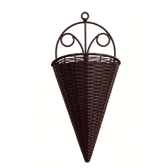 Fareti Plastic Hanging Wall Planter Rustic Vintage Hanging Planter Basket Cone Shaped Plant Holder Farmhouse Flower Pot Flower Basket for Garden Decor