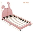 thumbnail image 4 of Aukfa Upholstered Platform Bed with Bunny Ears Headboard for Kids, Faux Leather Twin Bed Frame - Pink, 4 of 8