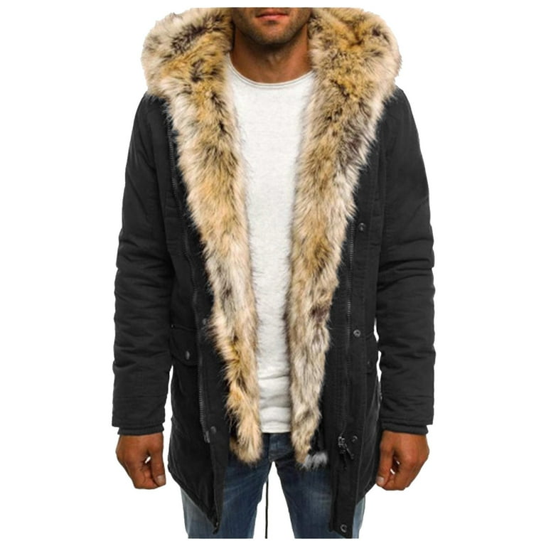 Ploknplq Fall Outfits Jackets for Men European and American Men s Personality Street Mid Length Collar Cotton Coat Coat Winter Jackets for Men Black 3XL Walmart