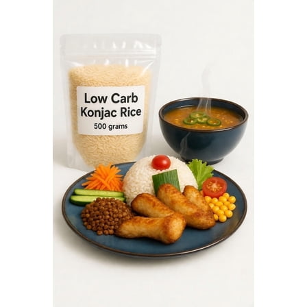 Dried Konjac Rice, 500 grams - Plant-Based, Quick-Cooking Rice Alternative, Pantry Staple for Stir-Fries, Gluten-Free, Keto, & Paleo-Friendly- 500 Grams