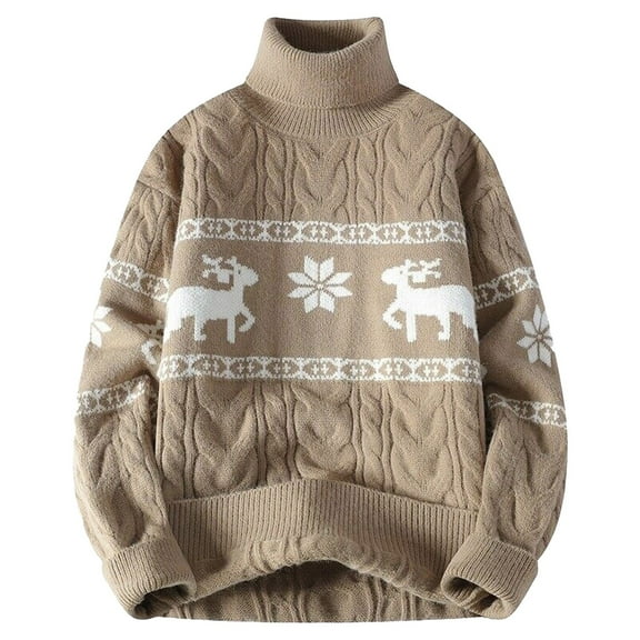 Christmas Sweaters for Women Winter High Neck Sweater Coat With Festive Deer Design Casual Knit Pullover Large Size Base Layer 2023 Warm Outerwear For Christmas Sweaters