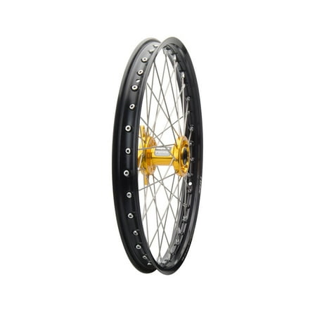 Tusk Impact Complete Wheel - Front 21 x 1.60 Black Rim/Silver Spoke/Yellow Hub For Suzuki RMZ450 2005-2022