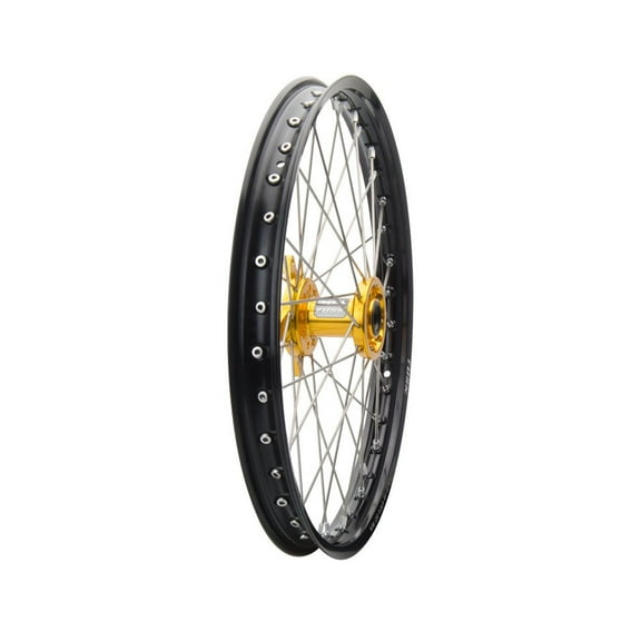 Tusk Impact Complete Wheel - Front 21 x 1.60 Black Rim/Silver Spoke/Yellow Hub For Suzuki RMZ450 2005-2022