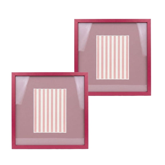 Urban Shop 12 x 12 Pink Wood Picture Frames, 2-Pack, Displays 6 x 8 Photo with Mat