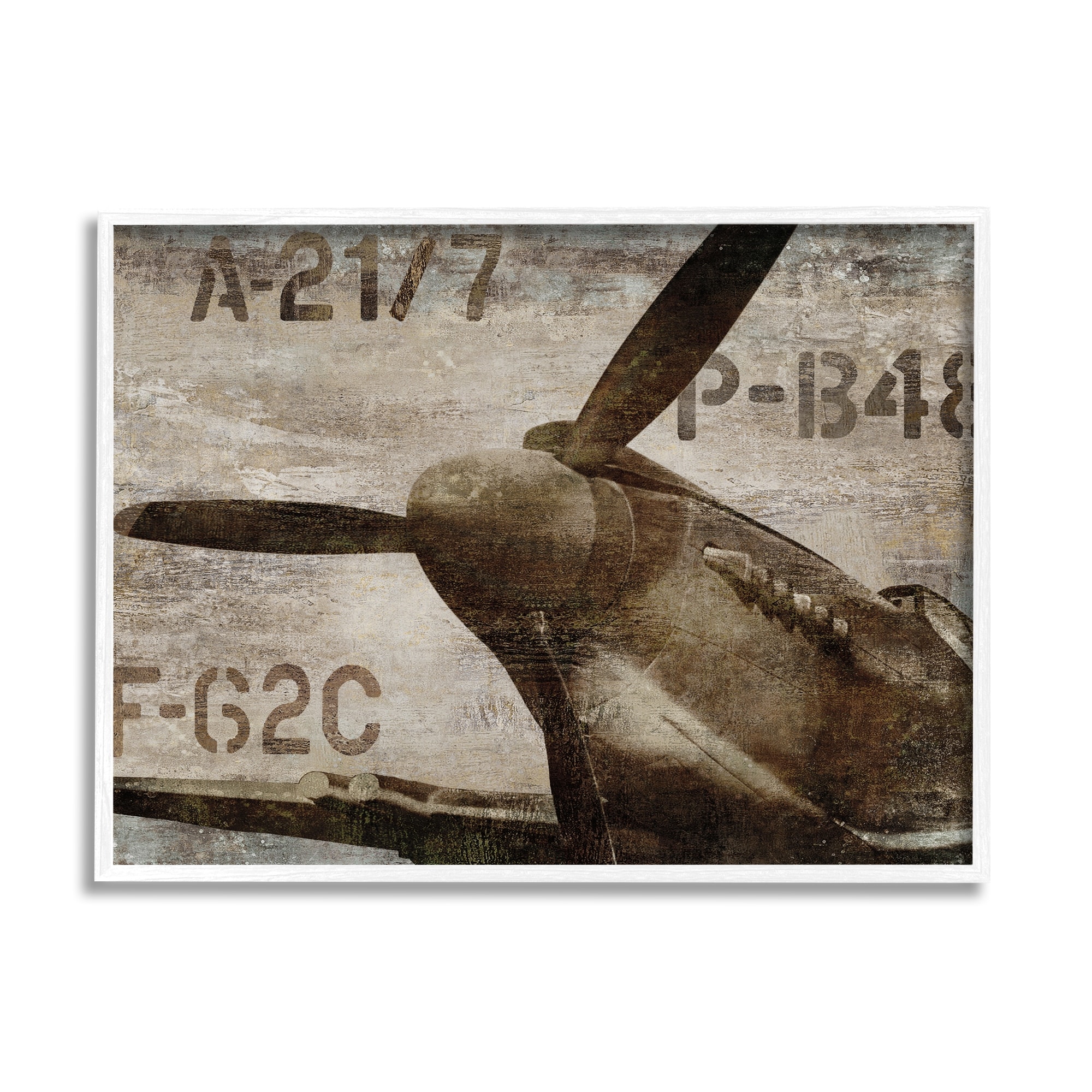 Stupell Industries Vintage Style Airplane Propeller Aircraft Sepia Monochrome Framed Wall Art, 30 x 24, Design by Dylan Matthews