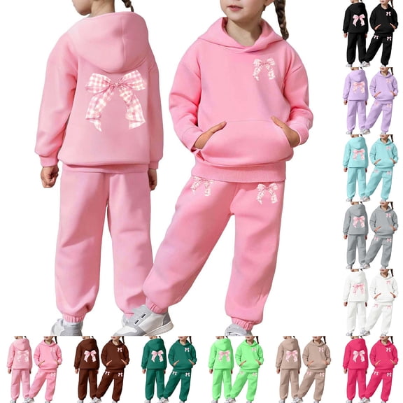 Boys Tracksuit Size 6 Bow Graphic Hoodie Pullover Tops Pants Jogger Set Loose Fit Hoodie Sets 2 Pieces Boys Sweat Suit Back To School Clothes for Boys