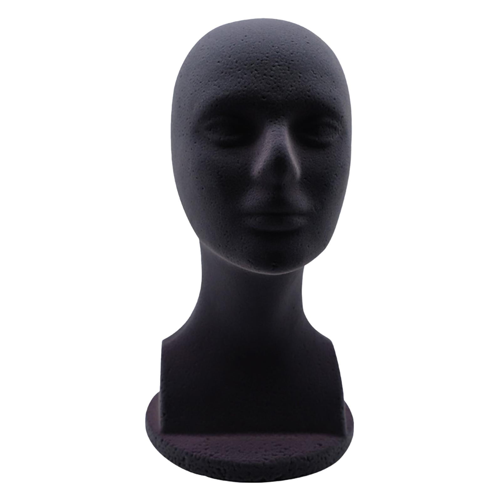 FITYLE 2xMale Foam Mannequin Head Model Hat Display Stand Black Practical Height 32cm