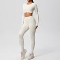thumbnail image 2 of Afdoent Womens Workout Set Solid Color Breathable Workout Yoga Long Sleeve And Pants For Fitness Running Exercise Activewear Outfit Track Suits, 2 of 5