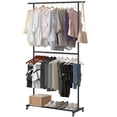 thumbnail image 1 of Perchero Sywhitta Double Rod para ropa con ruedas, negro, 1 of 8