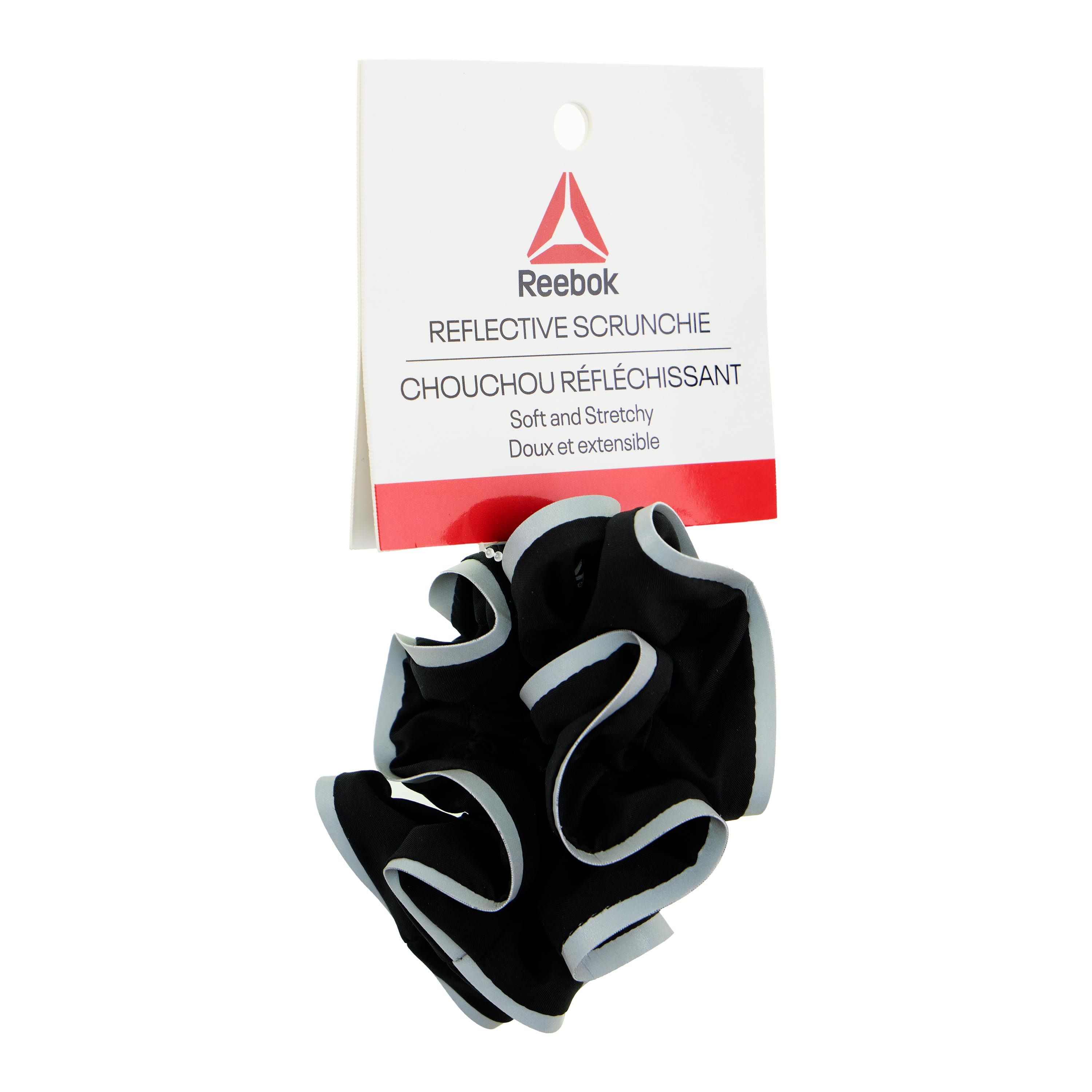 (2 pack) Reebok Reflective Hair Scrunchie for All Hair Types with Twister Design