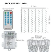 Merkury Innovations Multi-Color Cascading Curtain Night Lights with Music Sync for Outdoor and Indoor Use - Battery Powered