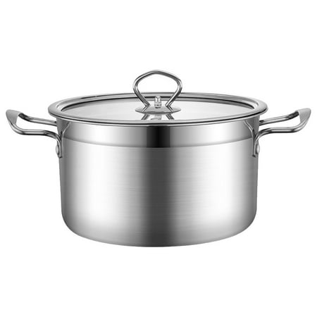 

Stainless Steel Soup Pot Multifunctional Pot Practical Hot Pot with Glass Lid