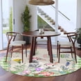 thumbnail image 4 of Round Area Rug 5 Ft, Easter Washable Non-Slip Circle Carpet for Living Room/Bedroom, Spring Rustic Rabbit Botanical Flowers Eggs Plaid Low-Profile Runner Mats Collection Rugs for Indoor, 4 of 7