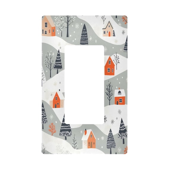 Yayeee Rocker Switch Wall Plate 1-Gang 4.6"x2.9" Home Decorative Outlet Cover, Cartoon Orange Houses