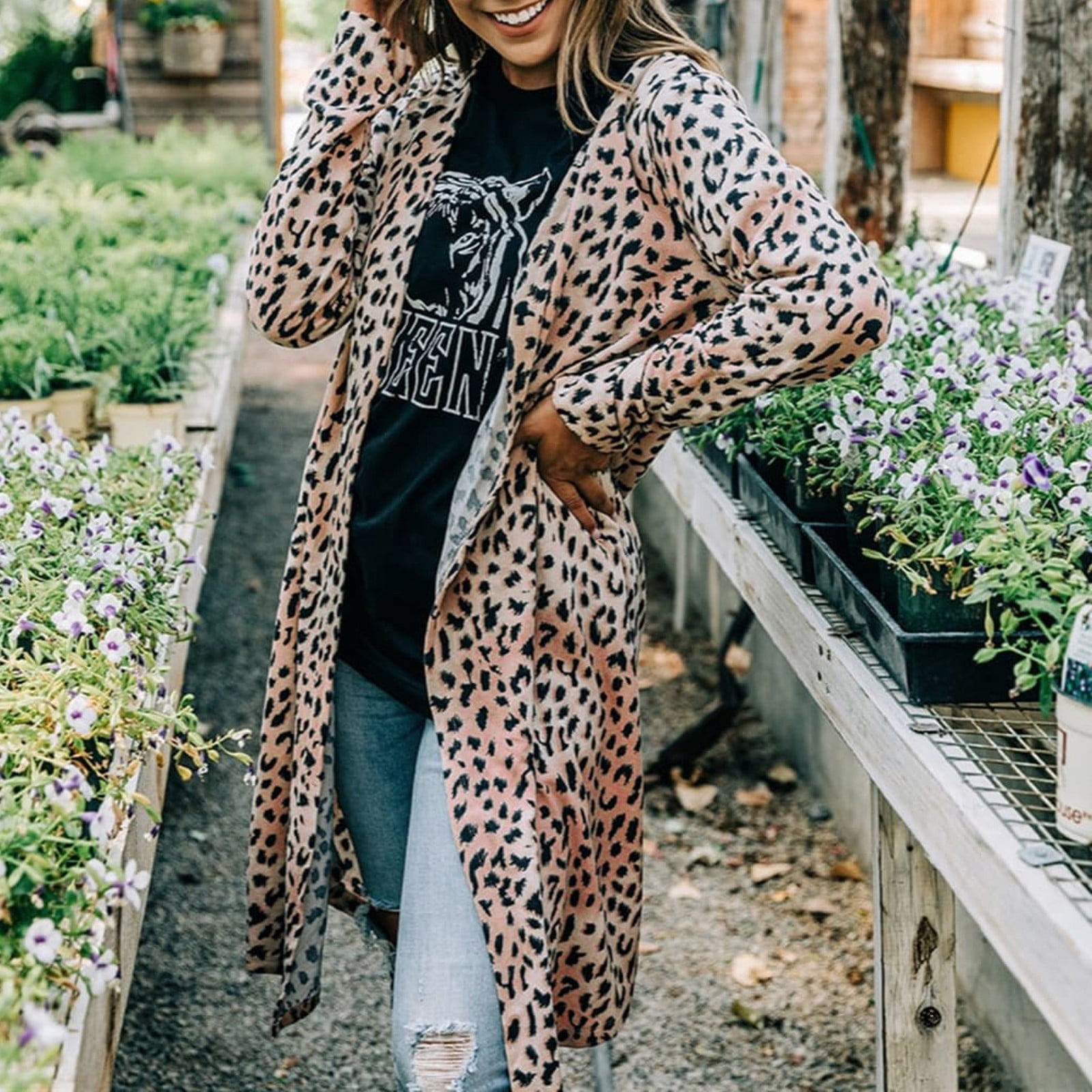 Womens Cardigan Fashion Women Leopard 