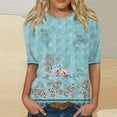 thumbnail image 2 of TSADFHJI Chandails en Molleton Femmes Fermeture à Glissière Tops Femmes Col Rond Manches Mi-Longues Blouse Imprimée Confortable TTG Bleu Ciel, 2 of 4