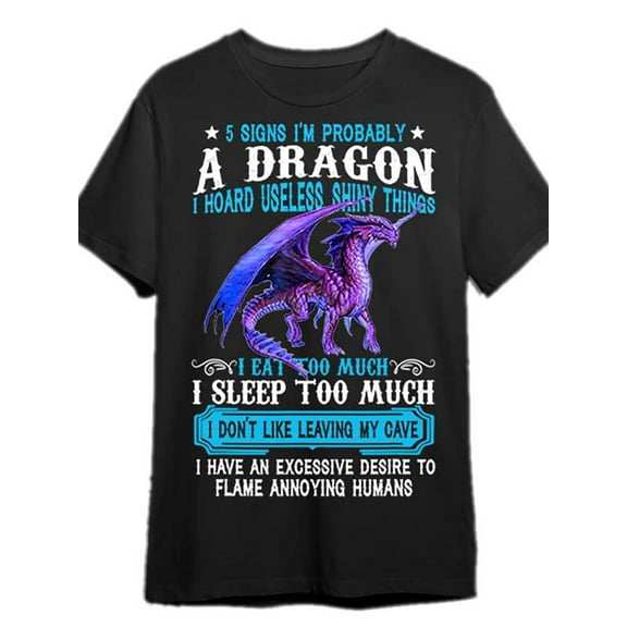 [Dragon Lover's Gift Tee] Dragon Lover's Gift T-Shirt - Fun Graphic Tee for Men - Black Short Sleeve