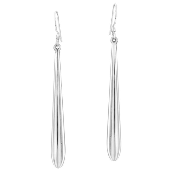 Long and Slender Radiant Teardrops Sterling Silver Dangle Earrings