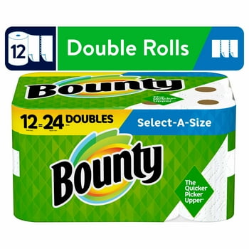 Bounty Select-A-Size Paper Towels, White, 12 Double Rolls