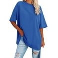 thumbnail image 6 of Blouses for Women Dressy Casual Loose New Drop Crew Neck Short Sleeve Short Sleeve Casual Refreshing Breathable Resistant Daily Blue Tank Tops Sizes XL, 6 of 7