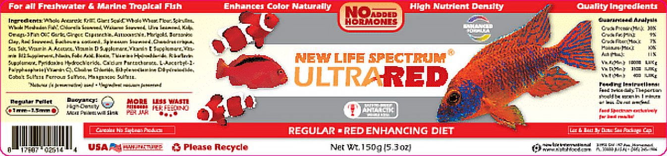 New Life Spectrum UltraRed Color Enhancing High-Density Fish Food Diet, 150 g