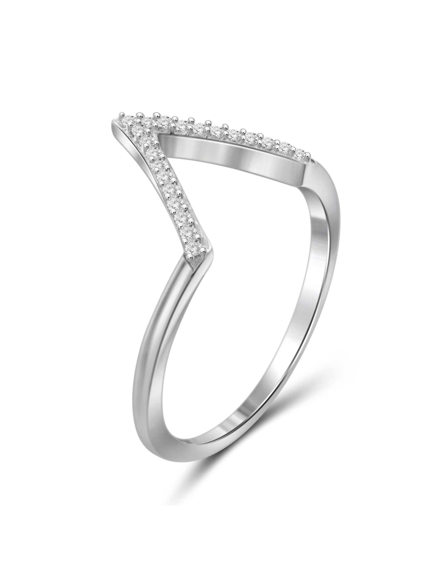 JewelersClub Sterling Silver Accent White diamond Triangle Shape Open Ring for Women | Diamonds for Everyday Womens Wear