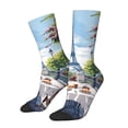 thumbnail image 1 of Fotbe Parisian Cafe With Eiffel Calcetas Largas con Estampado para Hombre y Mujer – Calcetas de Compresión Transpirables y Elásticas, Viajar y Uso Diario Talla 5-11, 1 of 6