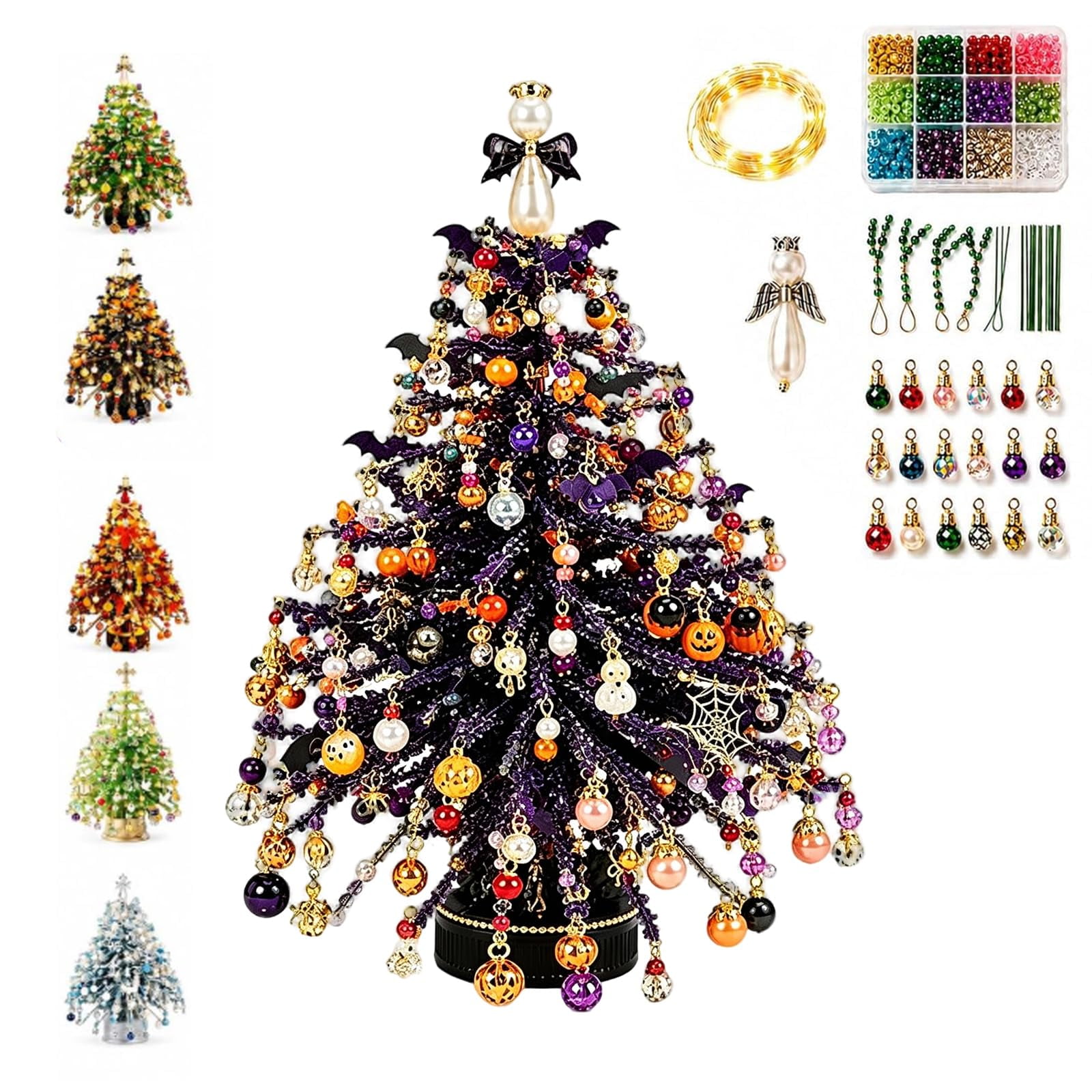 JingleBeads Christmas Tree DIY Beaded Christmas Tree Kit with Lights Crystal Beaded Christmas Tree Craft for Tabletop Decoration