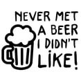 thumbnail image 1 of Never Met A Beer I Didn’T Like! Mug Funny Alcohol Wall Decals for Walls Peel and Stick wall art murals Black Small 8 Inch, 1 of 2