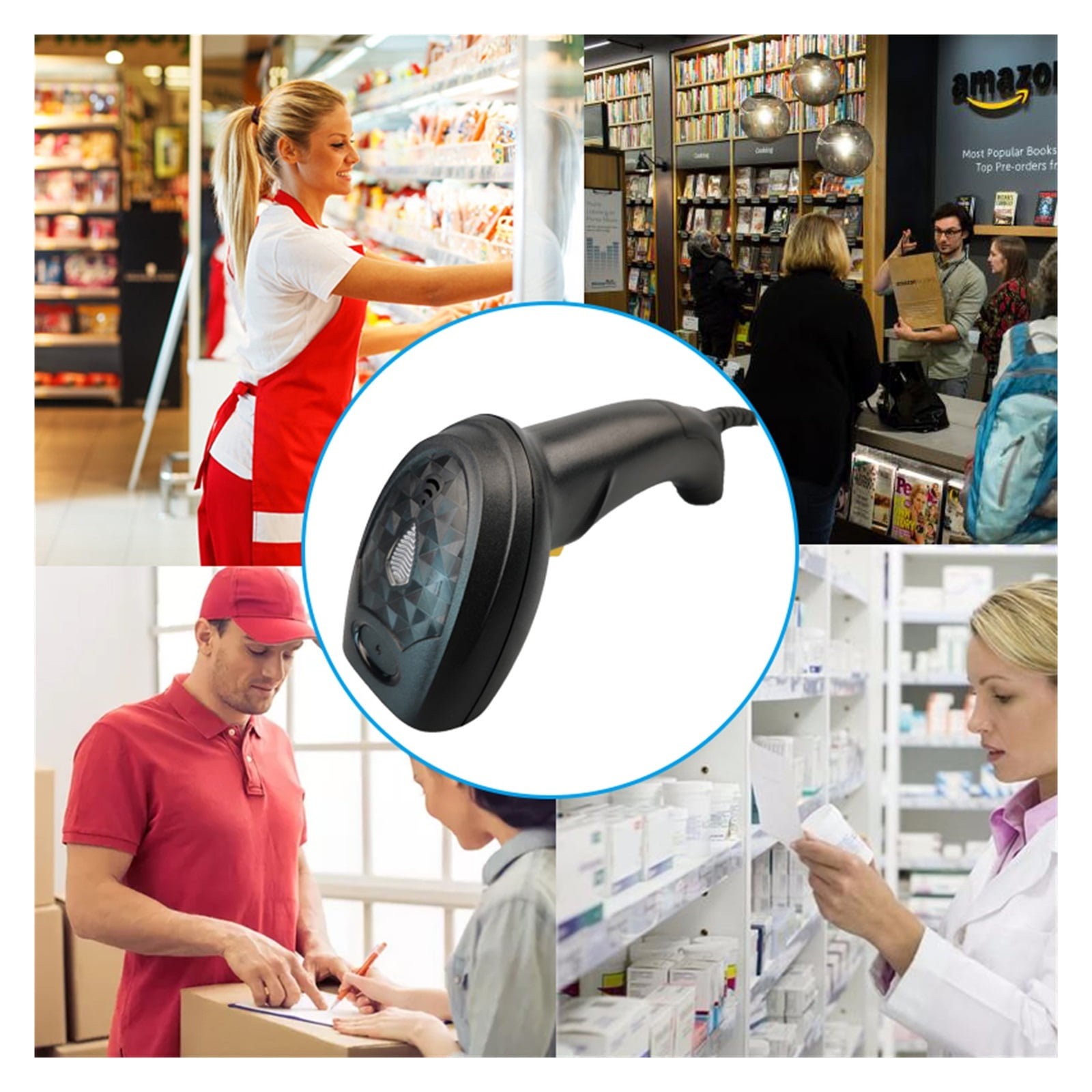 Wired USB Barcode Scanner USB Image Portable Barcode Scanner 1D/2D QR Data Matrix Code Bar Gun For POS System And Inventory ,Easy to Operate