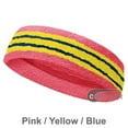 thumbnail image 3 of Couver Unisex Terry Striped Basketball Headband Sweatband, Pink/Yellow, 3 Pieces, 3 of 7
