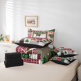 thumbnail image 4 of 7 Pcs Moose Lodge Comforter Set,Rustic Famhouse Boat Bass Fish Bedding Set,Retro Brown Gray Red Plaids Stripes Patchwork Bed Set(Comforter+Fitted+Flat Sheet+Pillowcases+Pillow Covers),Queen, 4 of 5