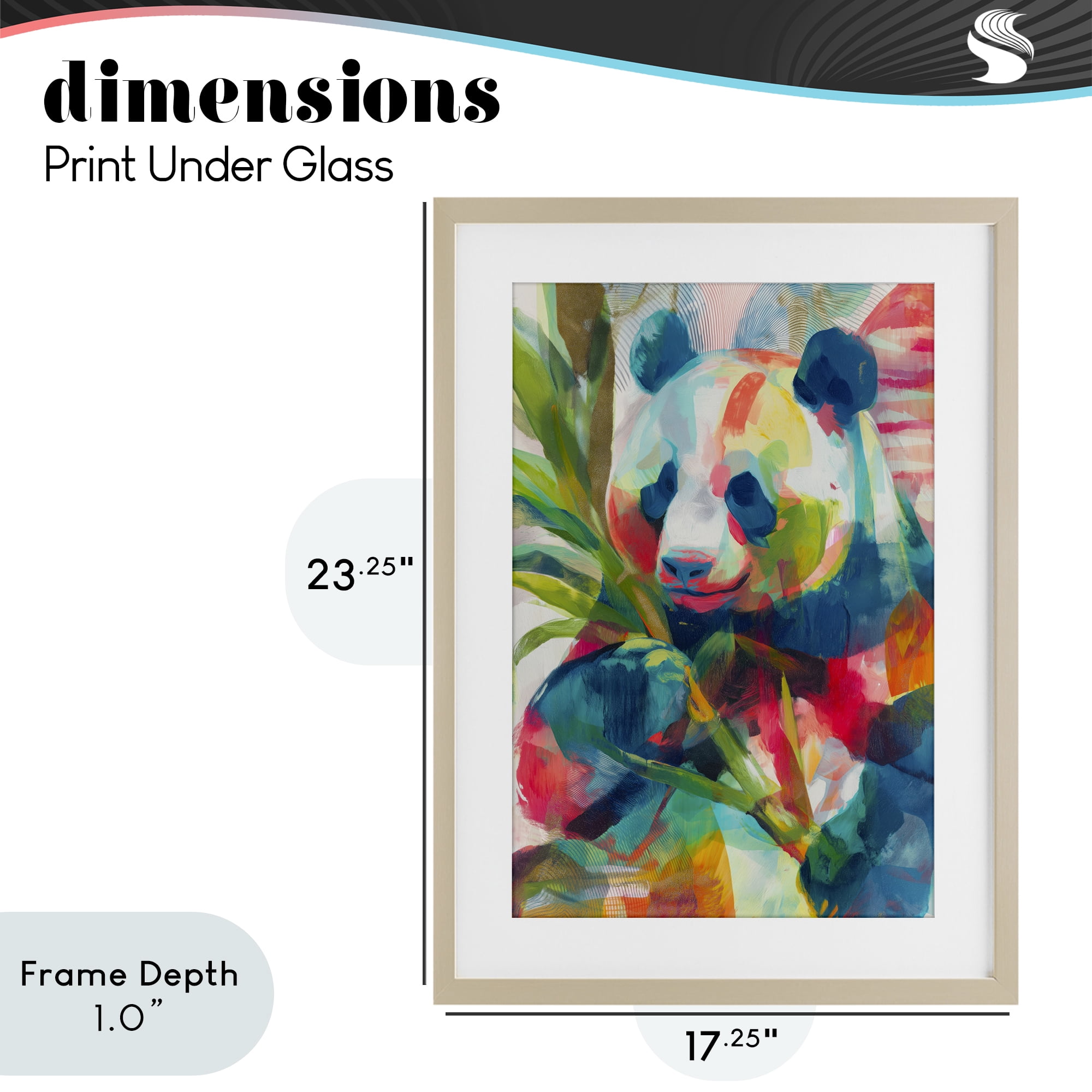 Stupell Industries Expressive Panda In Bloom Birch Framed Print Under Glass, design by Chromatic Storm Studio