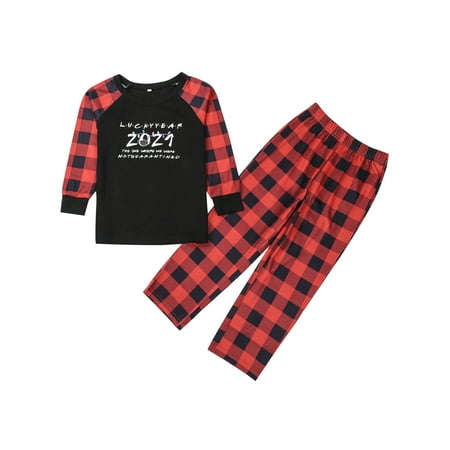 

Livingsenburg Christmas Parent-child Outfit Plaid Long Sleeve Sleepwear Jumpsuit