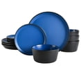 thumbnail image 1 of Gibson Soho Lounge Sofia Coupe Dinnerware Set, Service for 4 (12pcs), Matte Blue, 1 of 10