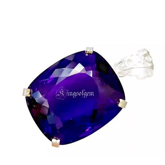 65 Carat Beautiful Purple Amethyst Cushion 925 Solid Silver Pendant Gemstone
