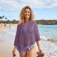 thumbnail image 2 of Sheer Poncho for Women Asymmetric Knitted Crochet Lace Batwing Wrap Summer Lightweight One Shoulder Boho Beach Vacation Cover Ups for Swimwear Women, 2 of 5