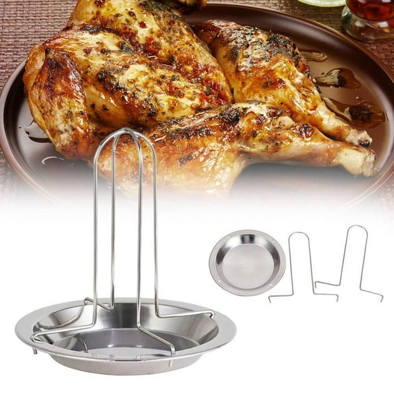 Blarkrus Roast Chicken Holder Steel Upright Roaster Rack Pan Grilled BBQ W4H3.AU
