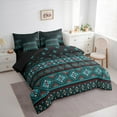 thumbnail image 3 of jejeloiu Retro Aztec 7-Piece Twin Bedding Sets,Boho Geometric Bedding Comforter Set,Cyan Geometric Sheet Sets For Men Women,Luxury Bedroom Decor Reversible, 3 of 8