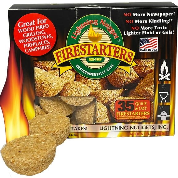 Lightning Nuggets 2 Pounds N35VBOX New All-Natural Fire Starters 35 Count 7.5 in 4.5 in