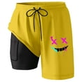 thumbnail image 3 of Men Workout Shorts Swim Trunks Compresssion Liner Inseam Board Shorts Bathing Suit With Pockets Running Shorts Yellow L, 3 of 4