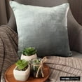 thumbnail image 4 of The HomeCentric Decorative Sea Blue Pack of 2, 26x26 inch (65x65 cm) Euro Shams, Velvet Double Side, Faux Leather Puller Euro Shams For Couch, Solid Color Modern Style Easter - Velvet Sea Jules, 4 of 10